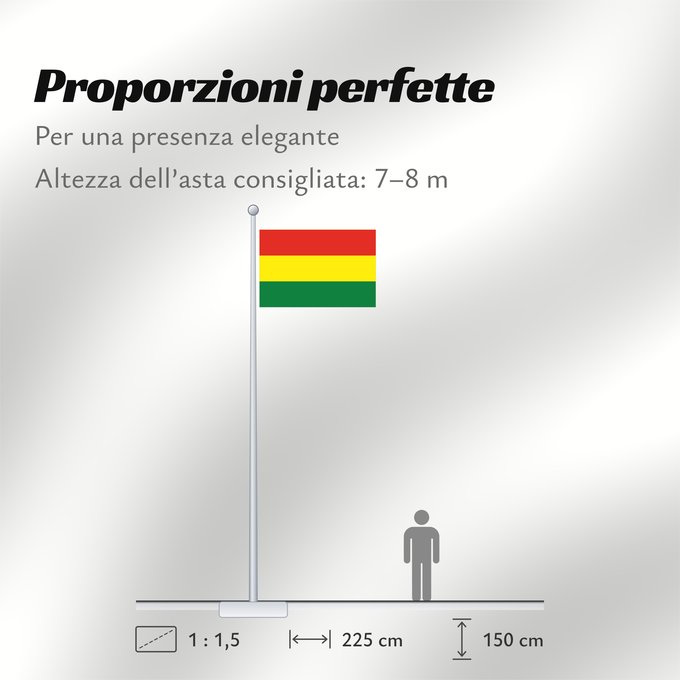 Proporzioni della bandiera: Bolivia Bolivie Bolivien Bolivia Flag of Bolivia* country Template I18n/Republic of Bolivia used by Bolivia from 1851 until Present created by Government of Bolivia format 15 22 shape rectangular colours red