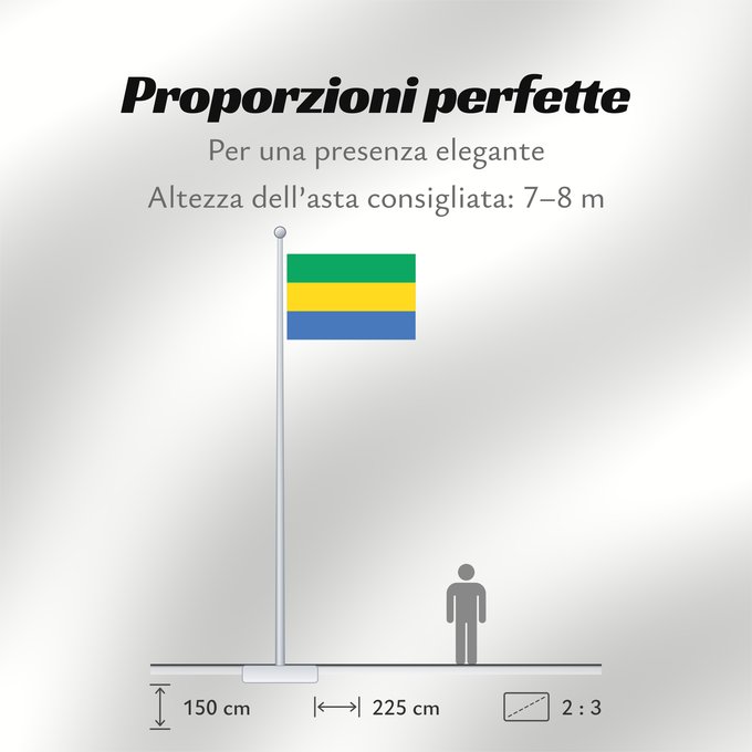 Proporzioni della bandiera: Gabon Gabón Gabun Gabão علم جمهوريةالغابون Banniel Gabon Gabons Gabono Gabongo bandera پرچم گابن Drapél du Gabon Dalapo ya Ngabu Bɛndɛ́lɛ ya Gabɔ́ Bendêre tî Gaböon
