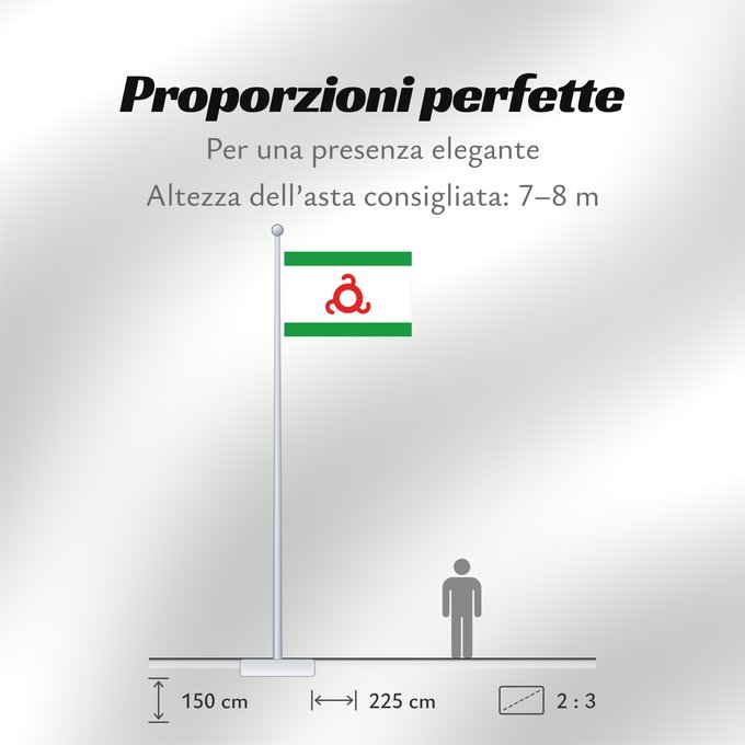 Proporzioni della bandiera: Ingushetia	Republic of Ingushetia	Inguschetien	Inguscezia	Флаг Ингушетии