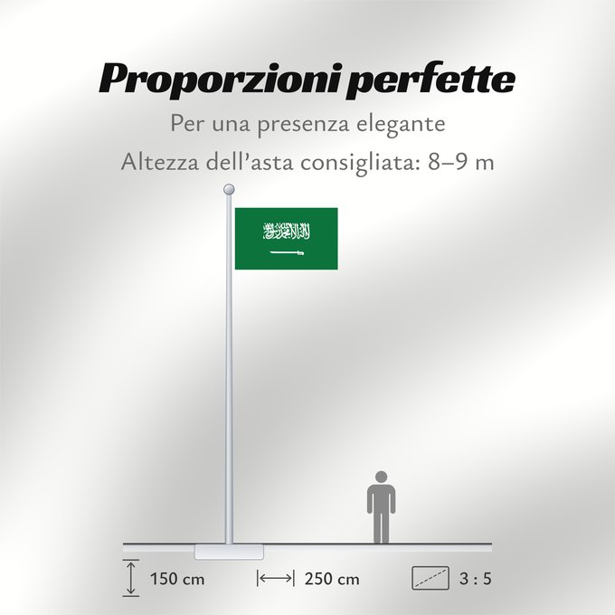 Proporzioni della bandiera: Civil Ensign of Saudi Arabia  obverse	Saudi Arabia	Arabie saoudite	Arabia Saudita	Saudi-Arabien