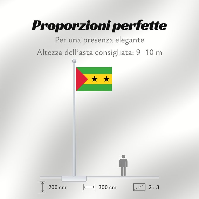 Proporzioni della bandiera: Sao Tome and Principe Sao Tomé-et-Principe Santo Tomé y Príncipe São Tomé und Príncipe Sao Tome e Principe