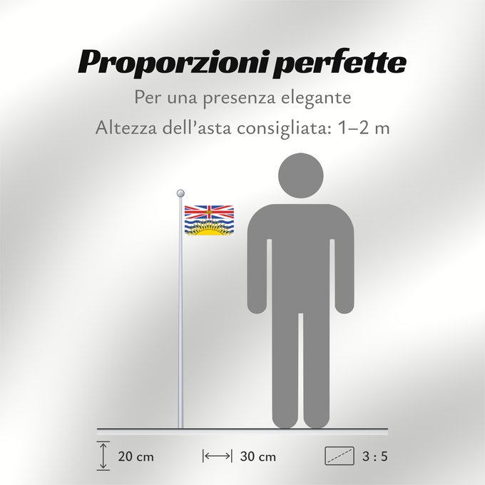 Proporzioni della bandiera: British Columbia Colombie-Britannique Columbia Británica Columbia Britannica Banniel proviñs Kolombia Vreizhveuriat British Columbia