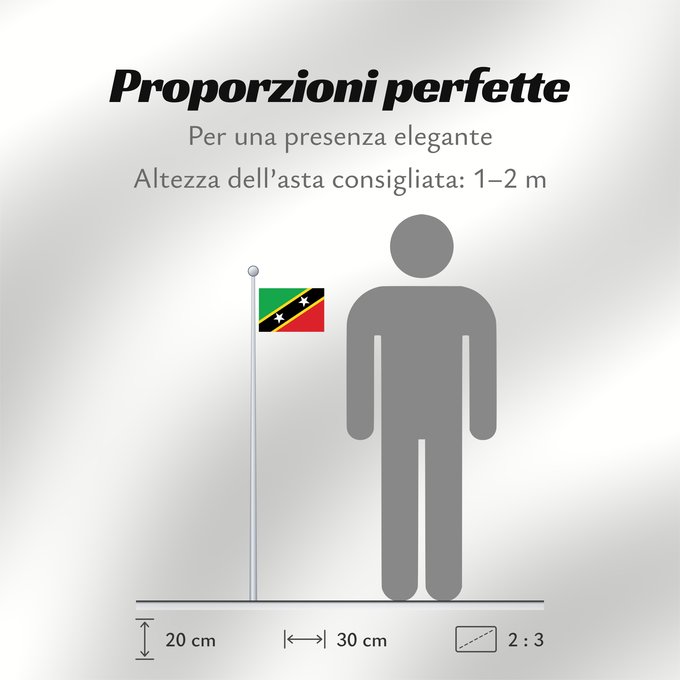 Proporzioni della bandiera: Saint Kitts and Nevis	Saint-Christophe-et-Niévès	San Cristóbal y Nieves	St. Kitts und Nevis	Saint Kitts e Nevis	Saint Kitts a Nevis	Shan Críostóir-Nimheas	Sen Kitts ha Nevis	Флаг Сент-Китса и Невиса	Saunt Kitts an Nevis	Saint Kittsa in Nevisa