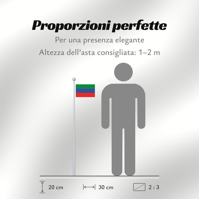 Proporzioni della bandiera: FlagofDaghestan	Dagestan	République du Daguestan	República de Daguestán	 Republik Dagestan	Repubblica del Daghestan
