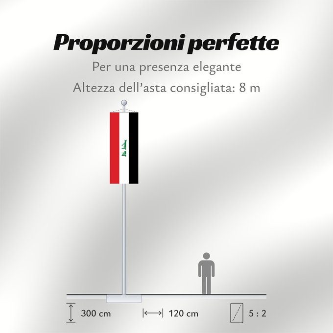 Proporzioni della bandiera: Iraq	L Irak	Irak	Dell Iraq	Iraku	علم العراق	ܐܬܐ ܕܥܝܪܐܩ	ئاڵای عێراق	Irácká vlajka	Desmale Iraq	Irako	پرچم عراق	Irakin	イラクの国旗	이라크의 국기	Alaya Iraq	Флаг Ирака	Iraka	Ciraaq	Yrak baýdagy	Прапор Іраку