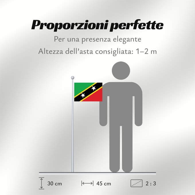 Proporzioni della bandiera: Saint Kitts and Nevis	Saint-Christophe-et-Niévès	San Cristóbal y Nieves	St. Kitts und Nevis	Saint Kitts e Nevis	Saint Kitts a Nevis	Shan Críostóir-Nimheas	Sen Kitts ha Nevis	Флаг Сент-Китса и Невиса	Saunt Kitts an Nevis	Saint Kittsa in Nevisa