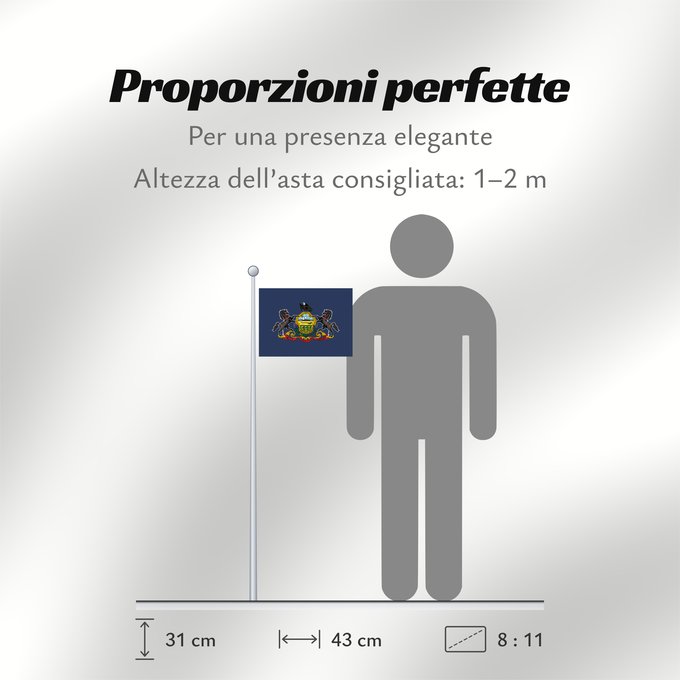 Proporzioni della bandiera: Pennsylvania	Pennsylvanie	Pensilvania	Pennsylvanien	ᎤᎩᏓᎵᏱ ᎦᏓᏘ	Ka hae Penekelewinia	ペンシルベニア州の旗 中文：​賓夕法尼亞州州旗	Pennsilvaniae	Pénsówéíniyah Hahoodzo bidah naatʼaʼí	Pennsilfaani	Флаг Пенсильвании	Američke savezne države Pennsylvanie	Pennsylvanias	​賓夕法尼亞州州旗