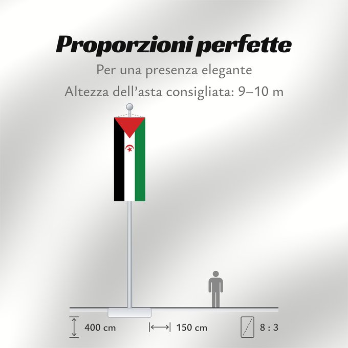 Proporzioni della bandiera: Sahrawi Arab Democratic Republic Western Sahara République arabe sahraouie démocratique República Árabe Saharaui Democrática Demokratischen Arabischen Republik Sahara Repubblica Democratica Araba Sahrawi Arabische Democratische Republiek Sahara República