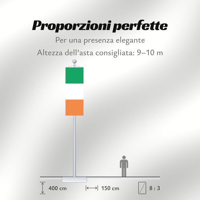 Proporzioni della bandiera: Ireland	Note that the green portion of the flag was designed to represent the majority Catholic residents of the island	La partie verte du drapeau représente la majorité catholique de l île	Es notable el hecho que la parte verde de la bandera representa l