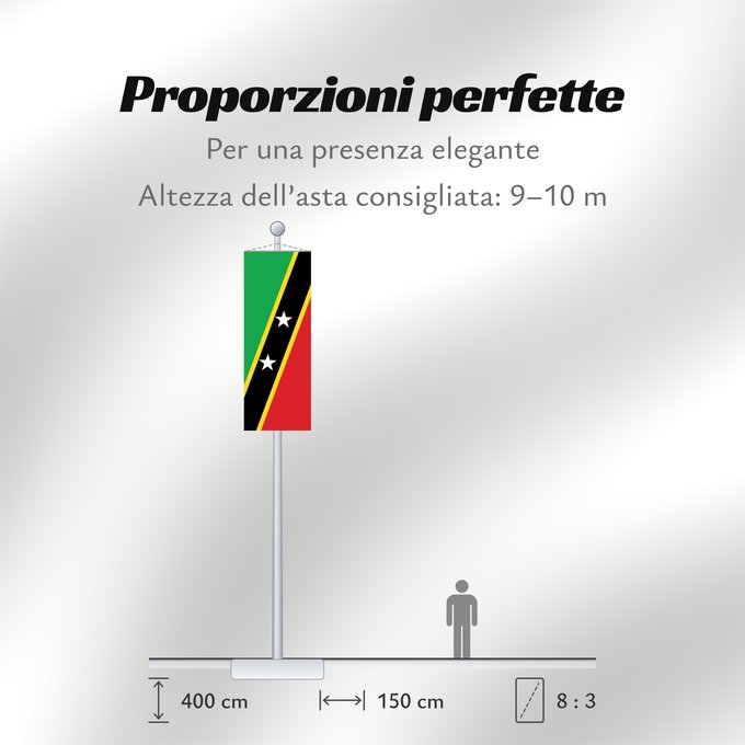 Proporzioni della bandiera: Saint Kitts and Nevis	Saint-Christophe-et-Niévès	San Cristóbal y Nieves	St. Kitts und Nevis	Saint Kitts e Nevis	Saint Kitts a Nevis	Shan Críostóir-Nimheas	Sen Kitts ha Nevis	Флаг Сент-Китса и Невиса	Saunt Kitts an Nevis	Saint Kittsa in Nevisa