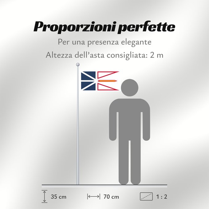 Proporzioni della bandiera: Newfoundland and Labrador	Terre-Neuve-et-Labrador	Terranova y Labrador	Neufundland und Labrador	Terranova	Banniel Douar-Nevez ha Labrador