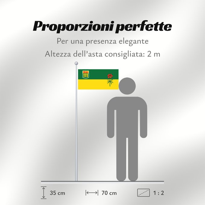 Proporzioni della bandiera: Saskatchewan	Banniel proviñs Saskatchewan, Kanada