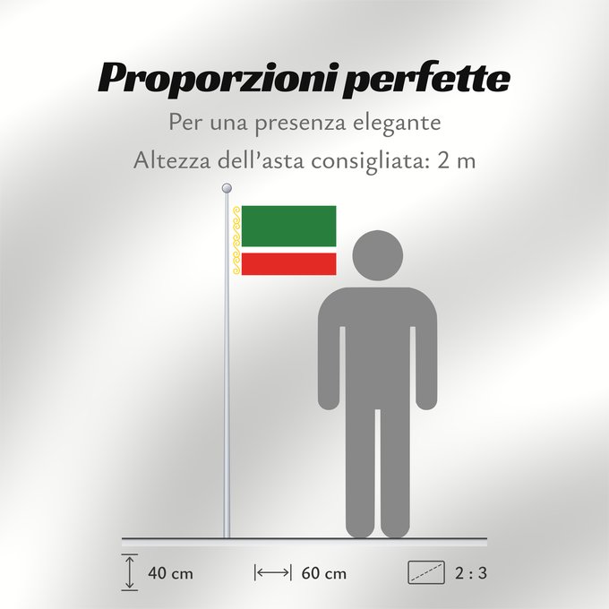 Proporzioni della bandiera: Chechen Republic	Chechenia	Tschetschenische	Cecenia	Байракх Нохчийн Республикан	Флаг Чеченской Республики	Парчами Ҷумҳурии Чеченистон	Стяг Чеченської Республіки Російської Федерації