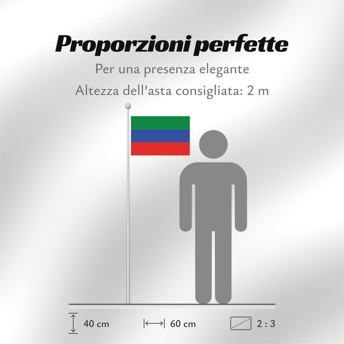 Proporzioni della bandiera: FlagofDaghestan	Dagestan	République du Daguestan	República de Daguestán	 Republik Dagestan	Repubblica del Daghestan