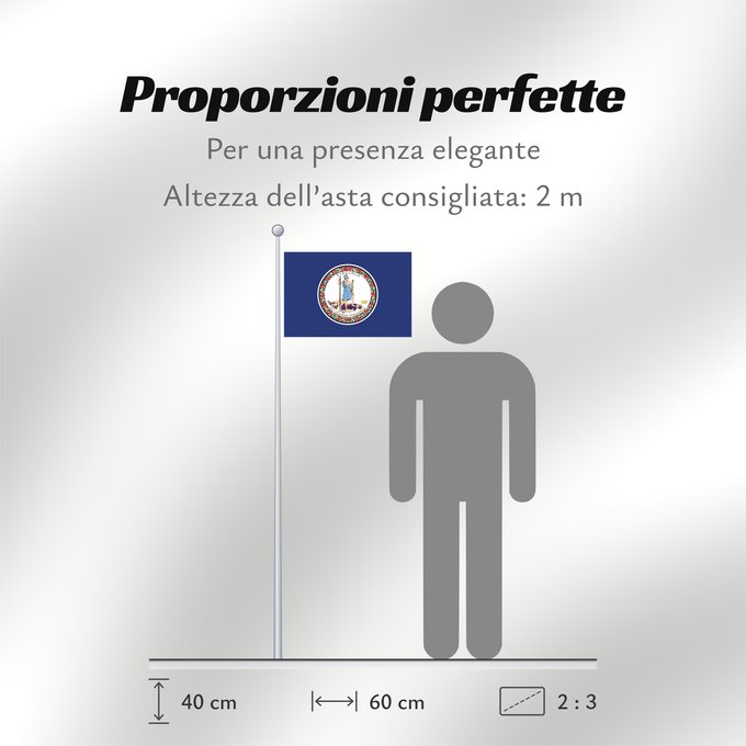 Proporzioni della bandiera: Virginia Commonwealth of Virginia, adopted in February 1950 Virginie Stanowa Wirginii Banniel stad Virginia ᏩᏥᏂ ᎦᏓᏘ Ka hae Wilikinia Virginiae, MCML Bijíniyah Hahoodzo bidah naatʼaʼí Wirschini Флаг Виргинии Američke savezne države Virginie