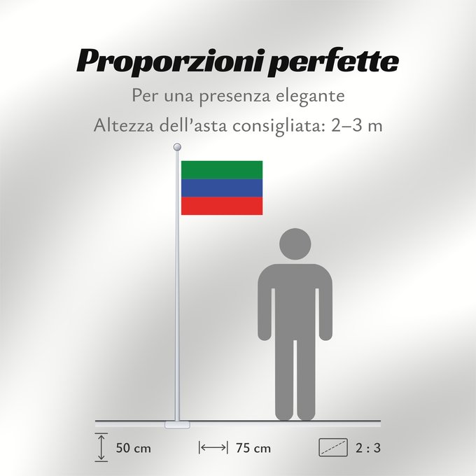 Proporzioni della bandiera: FlagofDaghestan	Dagestan	République du Daguestan	República de Daguestán	 Republik Dagestan	Repubblica del Daghestan