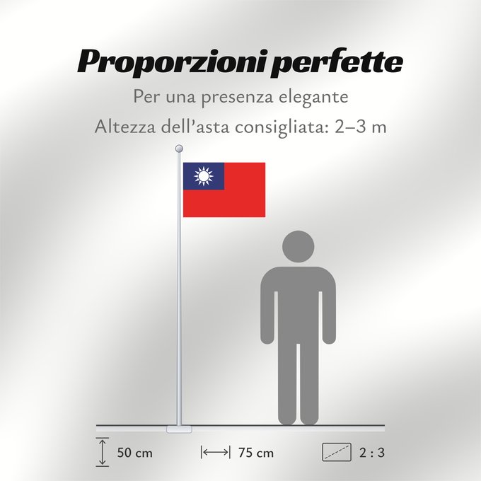 Proporzioni della bandiera: Republic of China	Republic of China  Taiwan	République de Chine	República de China	Republik China  Taiwan	Repubblica di Cina	Republiek China	República da China	Republiki Chińskiej	Lýðveldi Postaulín Flagg	علم جمهورية الصين الوطنية	ཀྲུང་ཧྭ་དམངས་ཁབ དང་ལྕོག	