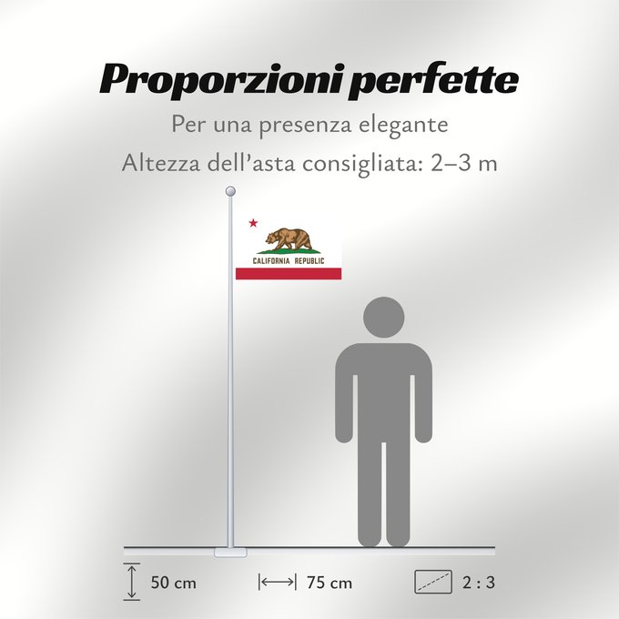 Proporzioni della bandiera: California Californie Kalifornien Californië ᎠᏕᎳᏧᏢᎢ ᎦᏓᏘ Ka hae Kaleponi דגל מדינת קליפורניה Californiae Ahééháshį́į́h Hahoodzo bidah naatʼaʼí Флаг Калифорнии Američke savezne države Kalifornije ⴰⵙⴻⵏⵢⴰⵍ ⵏ ⴽⴰⵍⵉⴼⵓⵕⵏⵢⴰ