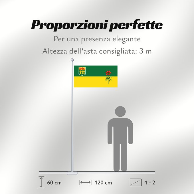 Proporzioni della bandiera: Saskatchewan	Banniel proviñs Saskatchewan, Kanada