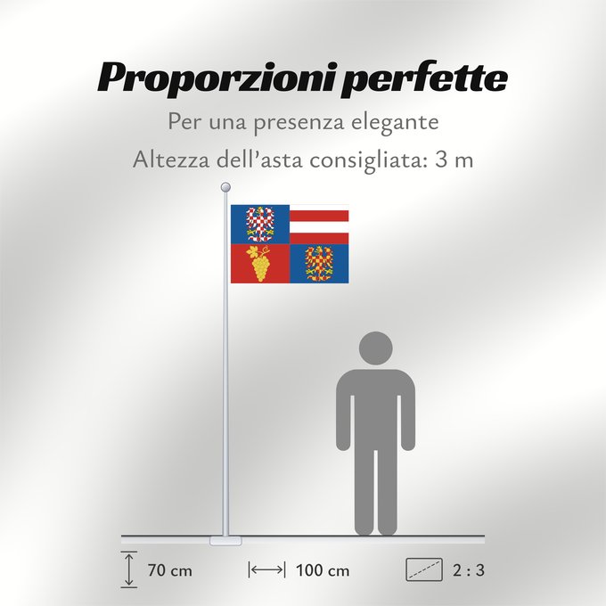 Proporzioni della bandiera: South Moravian Region	Région de Moravie du Sud)	Región de Moravia Meridional	Südmährische Region	Moravia meridionale	Jihomoravského kraje
