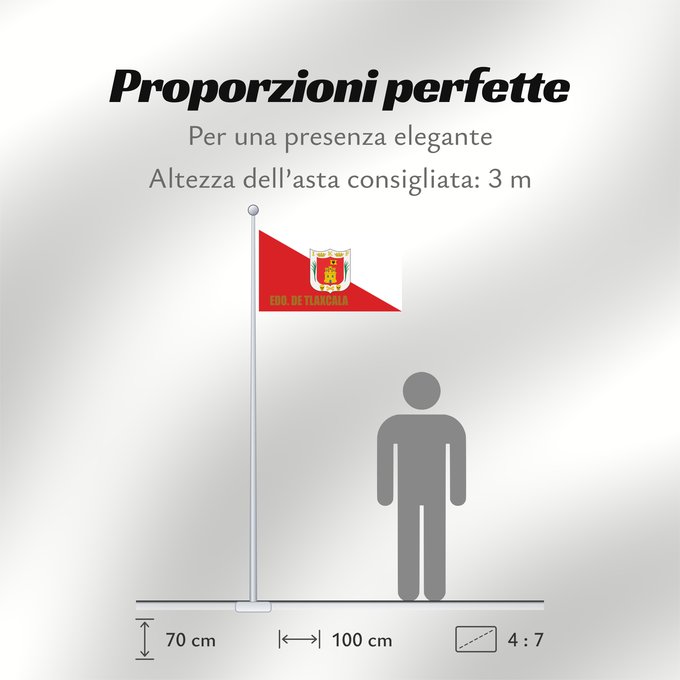 Proporzioni della bandiera: Tlaxcala Tlaxcala ou Tlaxcala de Xicoténcatl Īpān Tlaxcallān