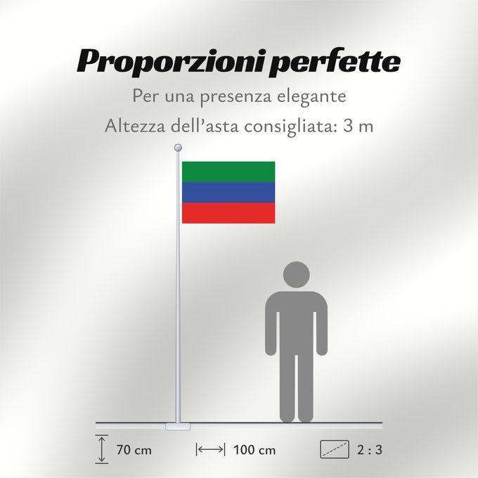 Proporzioni della bandiera: FlagofDaghestan	Dagestan	République du Daguestan	República de Daguestán	 Republik Dagestan	Repubblica del Daghestan