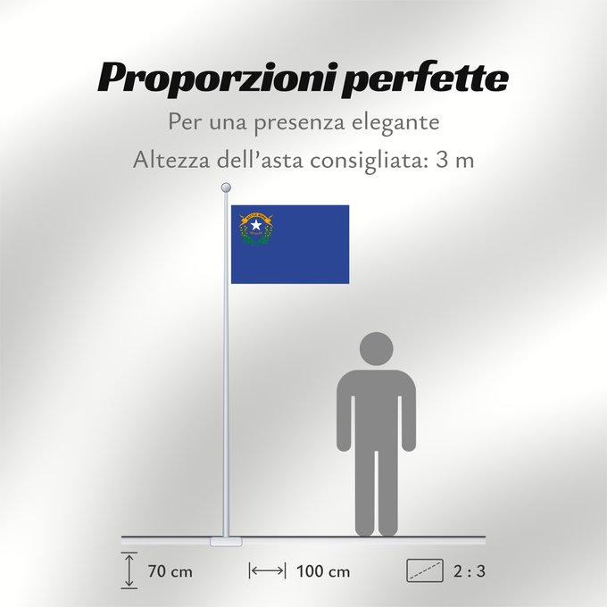 Proporzioni della bandiera: Nevada State of Nevada ᏁᏩᏓ ᎦᏓᏘ Ka hae Newaka Nivatae Náʼaazhoozh Hahoodzo bidah naatʼaʼí Флаг Невады Američke savezne države Nevade