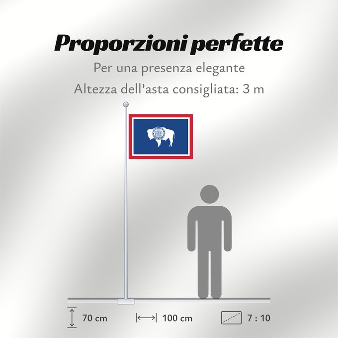 Proporzioni della bandiera: Wyoming	Ka hae Waiomina	Vyominae	Wááʼóómii Hahoodzo bidah naatʼaʼí	Флаг Вайоминга	Američke savezne države Vajoming