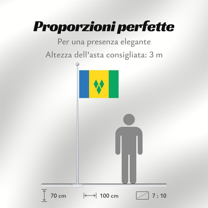 Proporzioni della bandiera: Saint Vincent and the Grenadines	Saint-Vincent-et-les Grenadines	San Vicente y las Granadinas	St. Vincent und die Grenadinen	Saint Vincent e Grenadine	Флаг Сент-Винсента и Гренадин	Saint Vincenta in Grenadin
