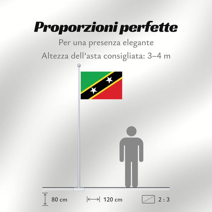 Proporzioni della bandiera: Saint Kitts and Nevis	Saint-Christophe-et-Niévès	San Cristóbal y Nieves	St. Kitts und Nevis	Saint Kitts e Nevis	Saint Kitts a Nevis	Shan Críostóir-Nimheas	Sen Kitts ha Nevis	Флаг Сент-Китса и Невиса	Saunt Kitts an Nevis	Saint Kittsa in Nevisa
