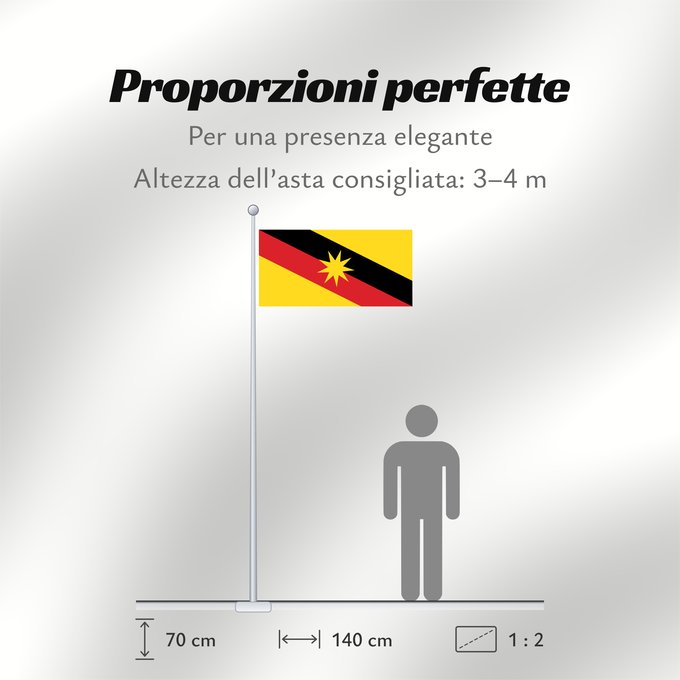 Proporzioni della bandiera: Sarawak	Malaysian state of Sarawak	Sarawak 