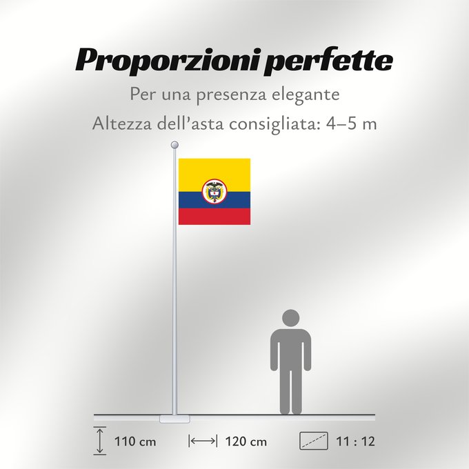 Proporzioni della bandiera: Military flag of Colombia	That is used by the Army of Colombia	Guerra del Ejército de Colombia para las tropas de a pie	Militare della Colombia