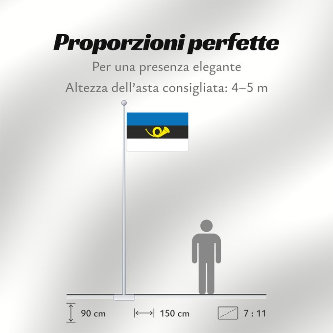 Proporzioni della bandiera: Estonia - Postal	Estonian postal flag, officially in use until 2009	Pavillon postal estonien (jusqu'en 2009)	Bandera postal de Estonia (hasta 2009)	Estnische Postflagge (bis 2009)	Bandiera postale estone (fino al 2009)	Postilipp