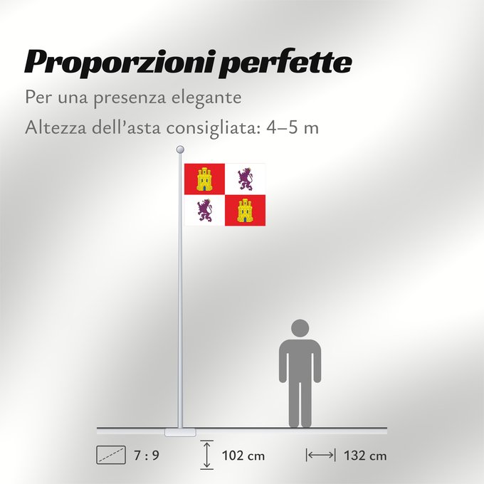 Proporzioni della bandiera: Castile and León	Autonomous community of Castile and León	Castille-et-León	Comunidad autónoma de Castilla y León	Kastilien und León	Castiglia e León