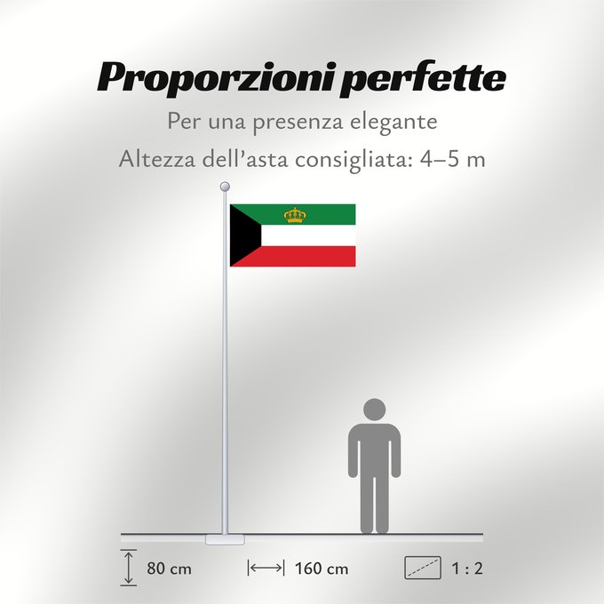 Proporzioni della bandiera: Standard of the Emir of Kuwait Étendard de l'Émir du Koweït Estandarte del Emir de Kuwait Standarte des Emirs von Kuwait Stendardo dell'Emir del Kuwait