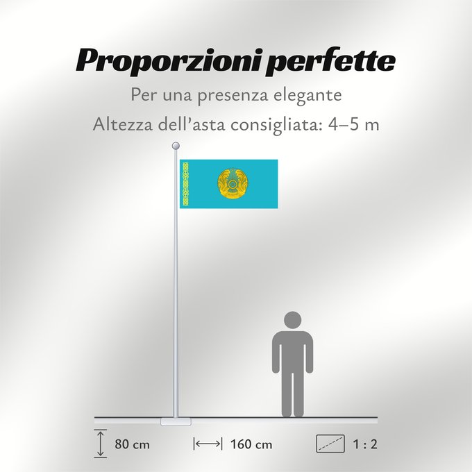Proporzioni della bandiera: President of Kazakhstan	Standard of the President of Kazakhstan	Étendard présidentiel du Kazakhstan	Estandarte presidencial de Kazajistán	Standarte des Präsidenten von Kasachstan	Stendardo presidenziale del Kazakistan	Қазақстан президентінің байрағы	Штанд