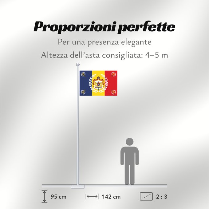 Proporzioni della bandiera: Romanian Army Flag - 1881 used model	Romanian Army