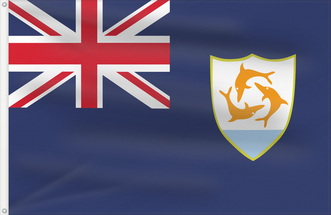 Flag, with two metal eyelets and reinforced hoist: Anguilla Anguila Anguillas flag taget i brug den 30. maj 1990 - RGB farverne Флаг Ангильи