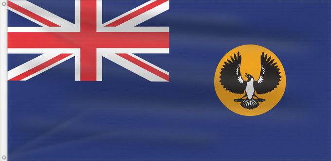 Bandera, con dos ojales metálicos y lado del asta reforzado: South Australia	Australie-Méridionale	Australia Meridional