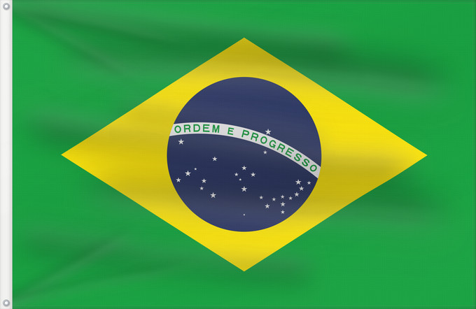 Drapeau, avec deux œillets métalliques et guindant renforcé : Brazil	Brésil	Brasil	Brasilien	Brasile