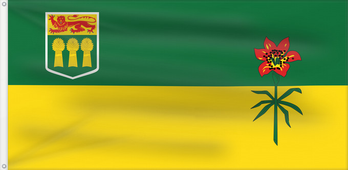 Drapeau, avec deux œillets métalliques et guindant renforcé : Saskatchewan Banniel proviñs Saskatchewan, Kanada