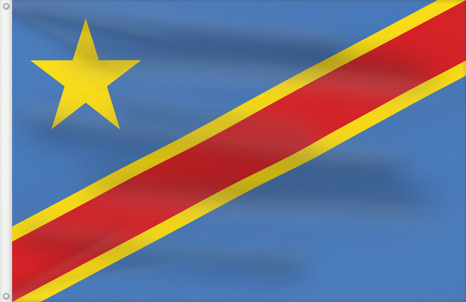 Flag, with two metal eyelets and reinforced hoist: Democratic Republic of the Congo The national flag of the Democratic Republic of the Congo La République démocratique du Congo Rep. Dem. del Congo Demokratischen Republik Kongo Repubblica Democratica del Congo Democratische Republiek Congo علم جمهورية الك
