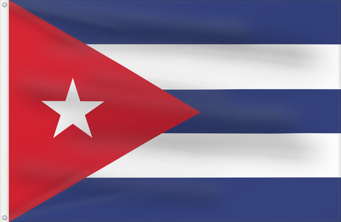 Bandera, con dos ojales metálicos y lado del asta reforzado: Cuba	Kuba	علم كوبا	Banniel Cuba	Kubo	پرچم کوبا	Kiba	Флаг Кубы	Kube	Kubas	Прапор Куби	Quốc kỳ Cuba	​古巴国旗