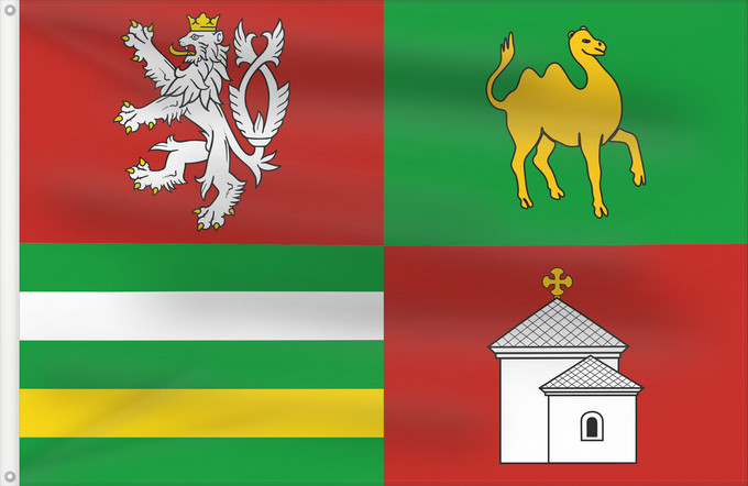 Bandera, con dos ojales metálicos y lado del asta reforzado: Plzen Region	Plzeň Region	Région de Plzeň	Región de Pilsen	„Region Pilsen