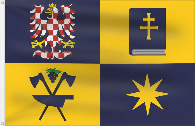 Bandera, con dos ojales metálicos y lado del asta reforzado: Zlin Region	Zlín Region	Région de Zlín	Región de Zlín	Region Zlín