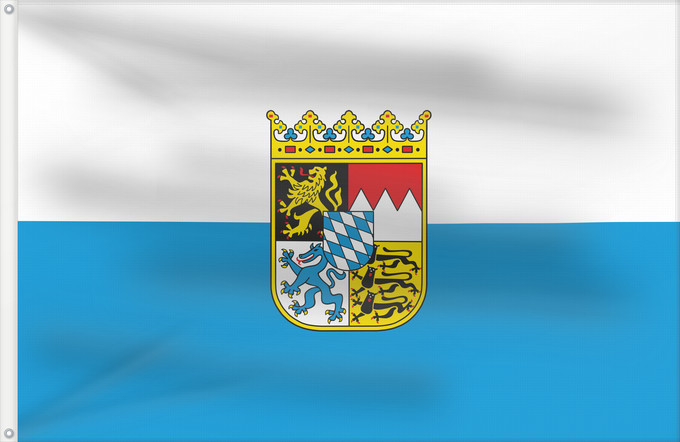 Bandera, con dos ojales metálicos y lado del asta reforzado: Bavaria  state	Bavaria	Baviera