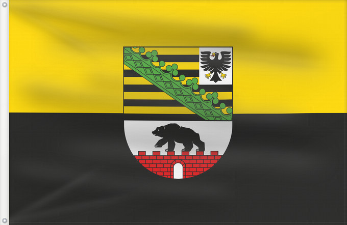 Bandera, con dos ojales metálicos y lado del asta reforzado: Saxony-Anhalt	Saxony-Anhalt 	Saxe-Anhalt	Sajonia-Anhalt	Sachsen-Anhalt	Sassonia-Anhalt