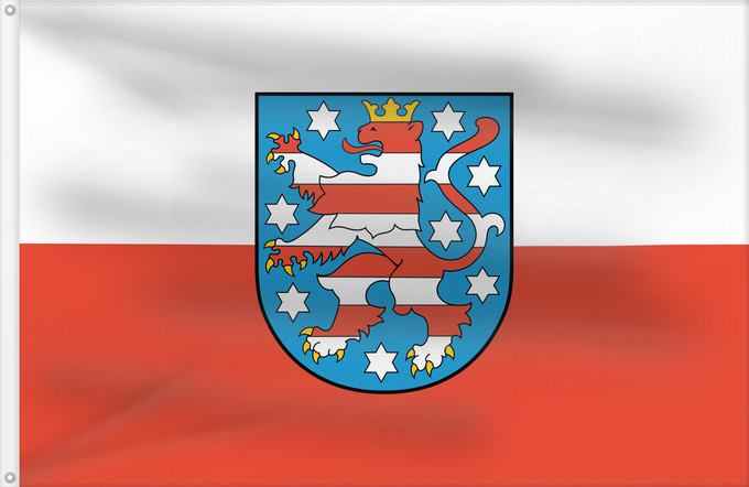 Bandera, con dos ojales metálicos y lado del asta reforzado: Thuringia	Thuringe	Turingia	Thüringen