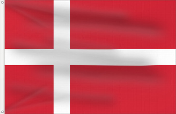 Flag, with two metal eyelets and reinforced hoist: Denmark	Denmark   stutflag  version	Danemark	Dinamarca	Dänemarks	Danimarca	Denemarken	Danii	علم الدنمارك	Danimarka	Сцяг Даніі	Национално знаме на Дания	Banniel Danmark	Danske	Dánská vlajka	Danmarks flag - Dannebrog	Σημαία της Δανίας	Danio - Dannebrog	Taan