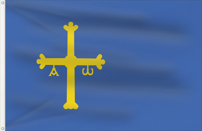 Drapeau, avec deux œillets métalliques et guindant renforcé : Asturias	Principality of Asturias	Principauté des Asturies	Principado de Asturias	Asturien	D Asturies	Флаг Астурии